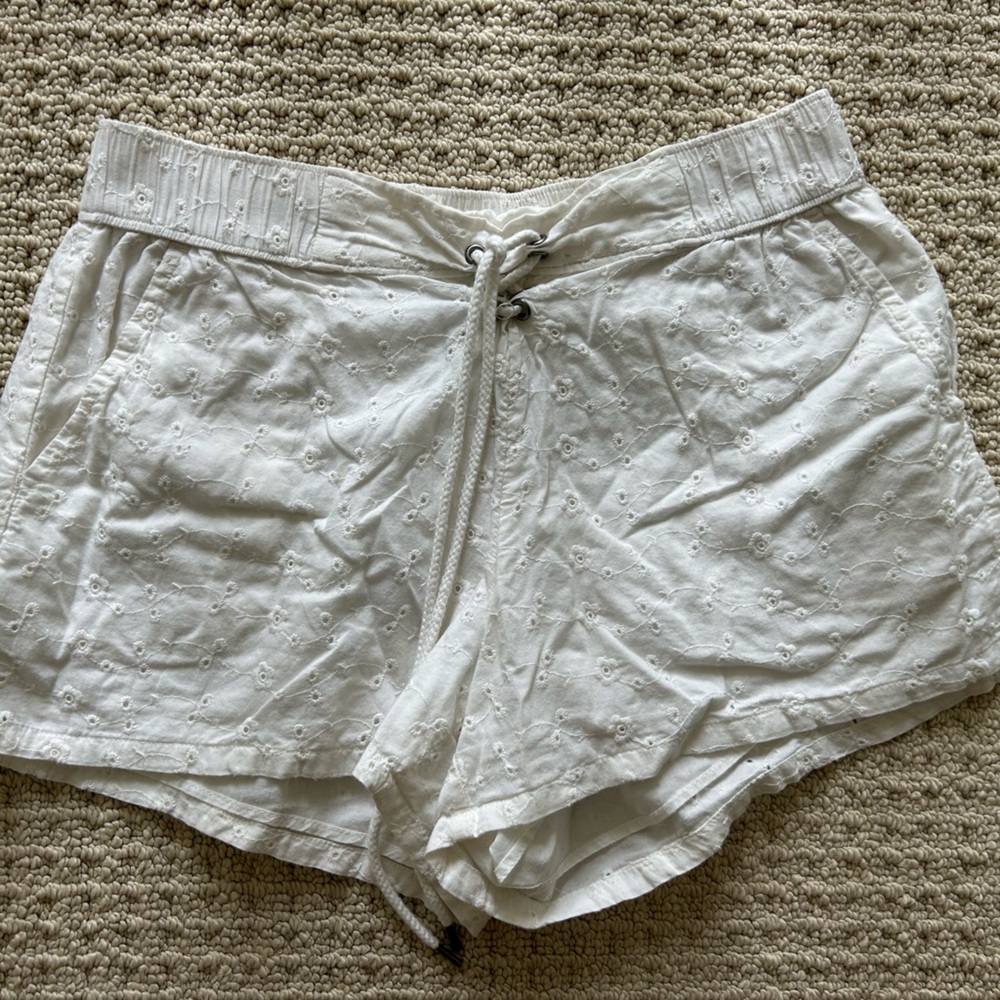 Aerie white PJ shorts with flower imprints